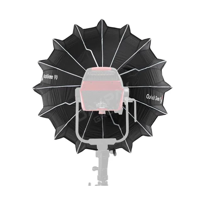Aputure Quick Dome 90 背面および装着状態
