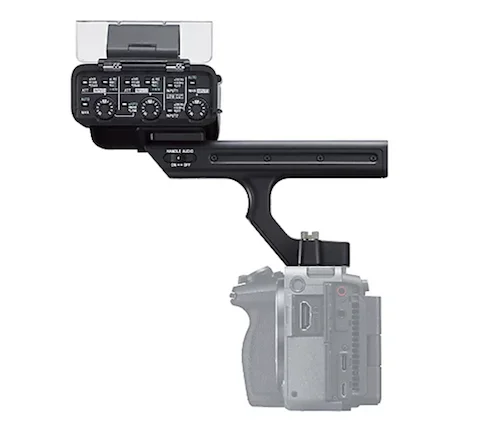 Sony XLR-H1 ハンドルユニット 上面・オーディオコントロール部と装着状態