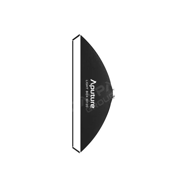 Aputure Light Box 30x120cmのストリップ型ソフトボックス本体の側面およびロゴデザインを示す製品詳細画像。撮影機材レンタルのデイペイレンタル｜DAYPAY RENTALにてご提供中の照明機材です。