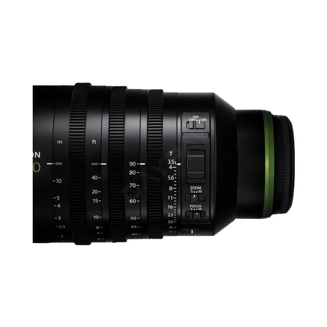 Fujifilm GF32-90mmT3.5 PZ OIS WR レンズの側面操作部とフォーカス・ズームリング、各種スイッチの拡大図