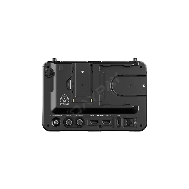 Atomos Shogun ULTRA 背面端子部とバッテリーマウント
