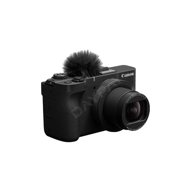Canon PowerShot V1 正面斜めからのアングル、マイク部分とレンズ部