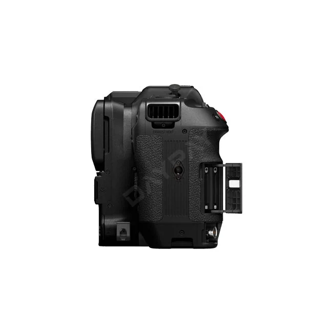キヤノン Canon EOS C80 カメラレンタルの側面、バッテリーまたはメディアスロット部分を開いた状態。撮影機材レンタルのデイペイレンタル｜DAYPAY RENTAL