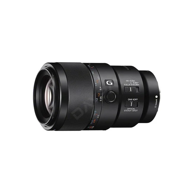デイペイレンタル｜DAYPAY RENTALで提供するカメラレンタル・撮影機材レンタル用のSony FE 90mm F2.8 Macro Gレンズの側面（スイッチやフォーカスリング付近）の全体像