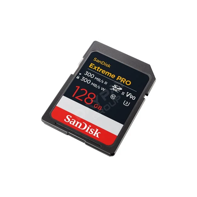 SanDisk Extreme PRO SDXC UHS-II 128GB (V90) メモリーカードの表面ラベルとデザイン