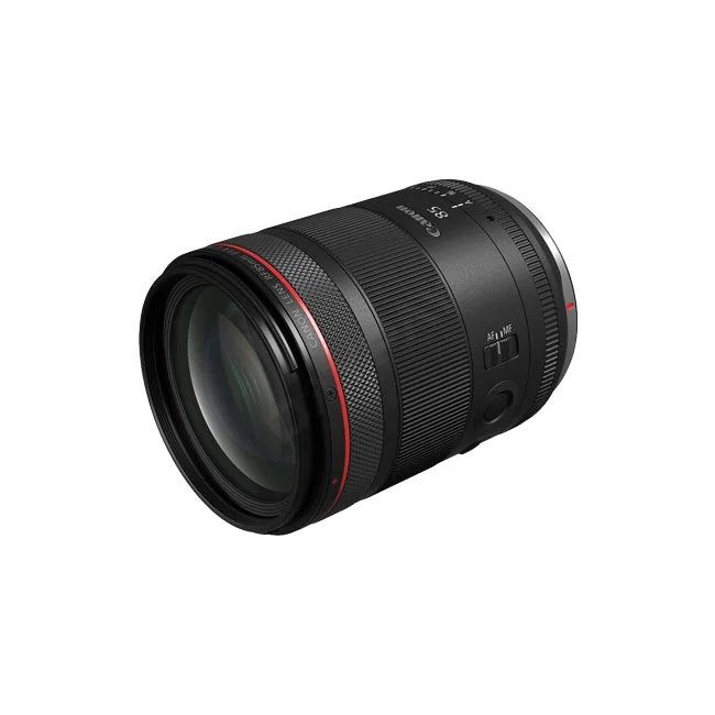 Canon RF85mm F1.4 L VCM 単焦点レンズの側面（AF/MFスイッチや操作部）