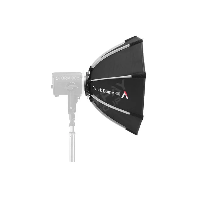 Aputure Quick Dome 40 ソフトボックスをライトに装着した側面からの状態