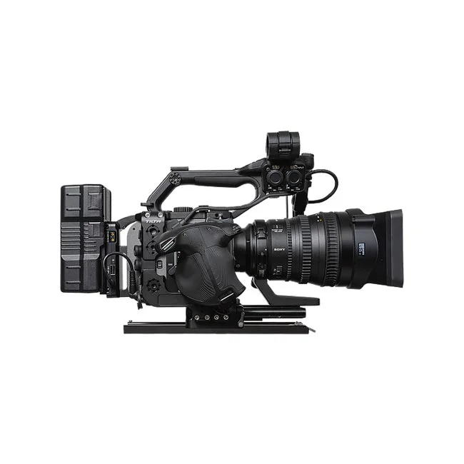 Sony FX6 V-Mount Cage Setの側面全体とケージ・Vマウントプレートの装着状態