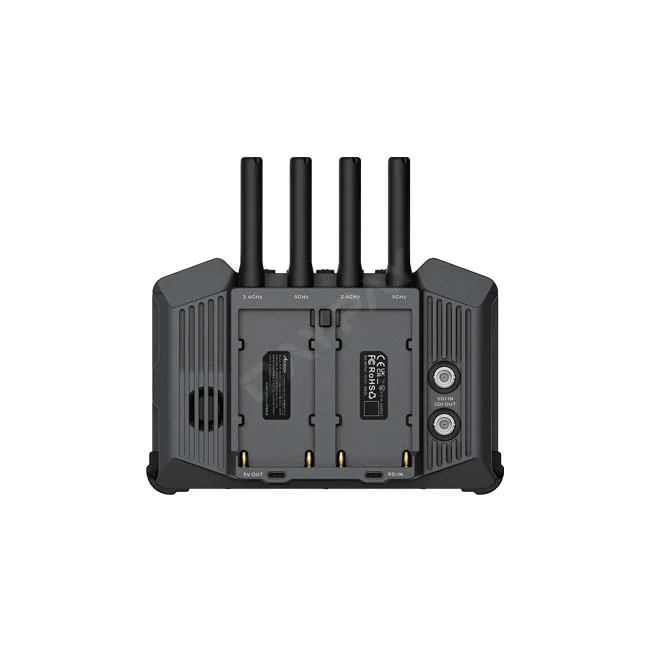 Accsoon CineView M7 Pro 背面バッテリープレートとアンテナ・端子部