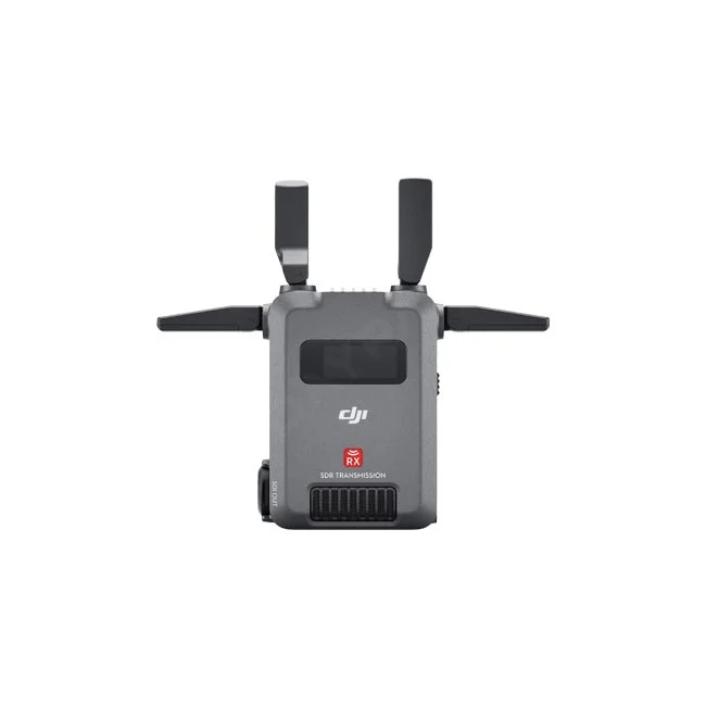 DJI SDR Transmission 受信機（RX）の正面と展開されたアンテナ