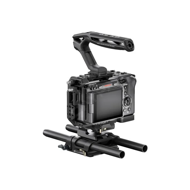 Sony FX3A Cage Full Set 背面LCDモニターとトップハンドル、ロッドサポートシステム
