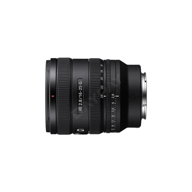Sony FE 16-25 mm F2.8 G ズームレンズの側面外観
