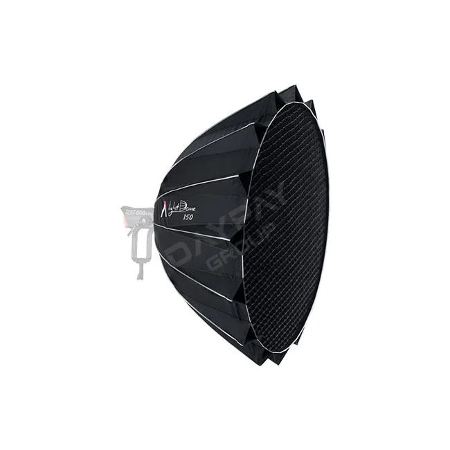 Aputure Light Dome 150 グリッド装着状態の斜めからの全体像