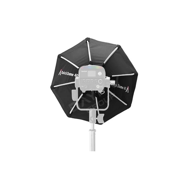 Aputure Quick Dome 40 ライト本体への装着状態と背面