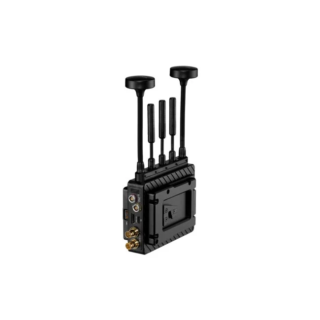 Teradek Bolt 6 XT Max RX 受信機の側面端子とアンテナ構成