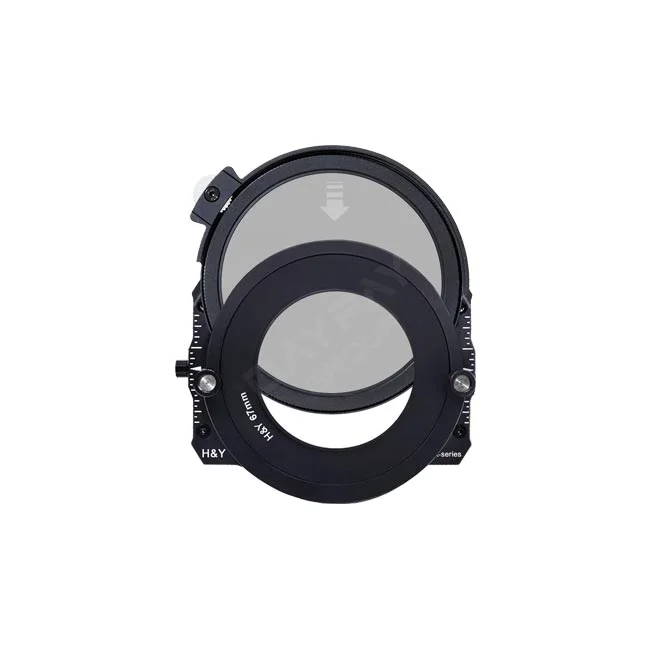 H&Y 100mm Drop-In CPL/NDのホルダーとドロップインフィルター、アダプターリングの正面全体像