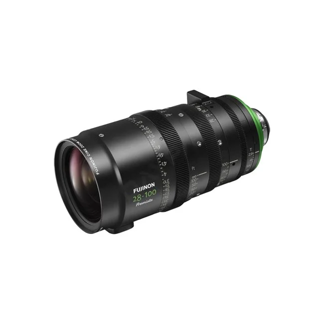 Fujinon Premista 28-100mm T2.9 シネマレンズの全体像（側面・斜めからのアングル）