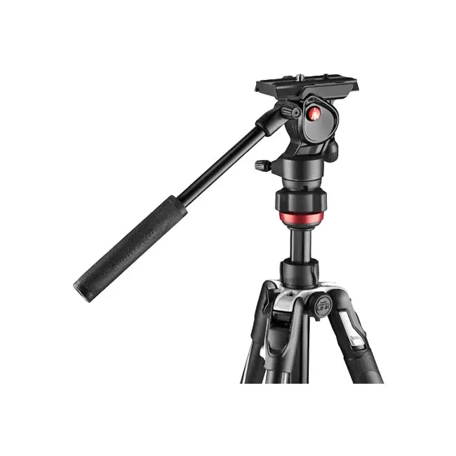 Manfrotto befree live Video Tripod のビデオ雲台とパンハンドル部分