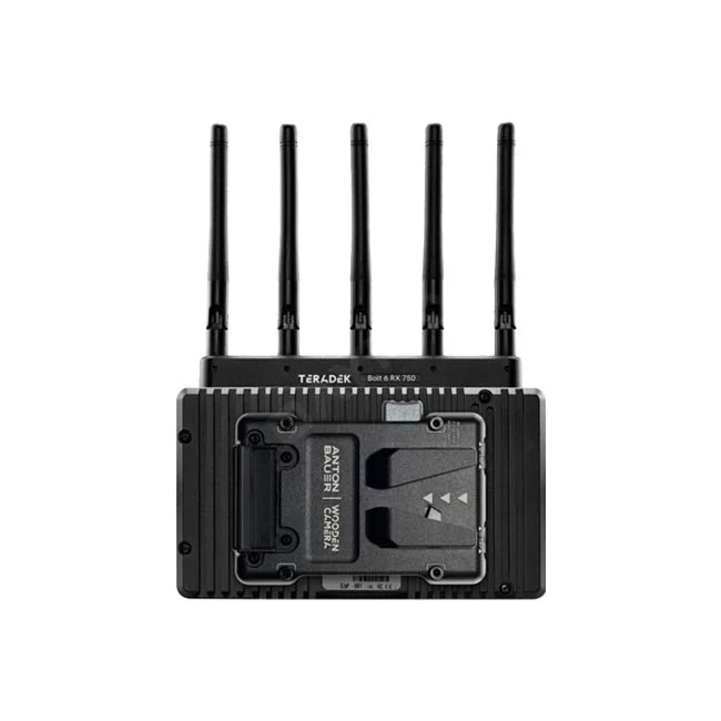 SmallHD Ultra 5 Bolt 6 RX 750 背面のアンテナとバッテリープレート
