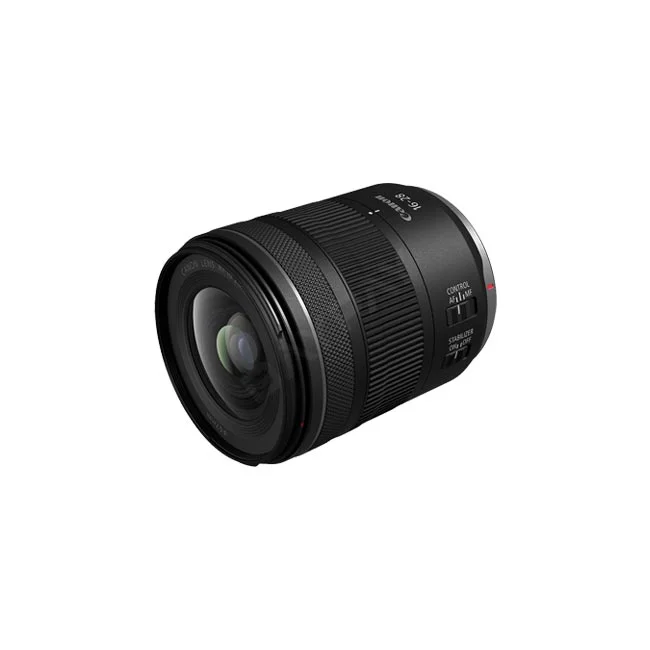 Canon RF16-28mm F2.8 IS STM 側面スイッチ部とレンズ鏡筒