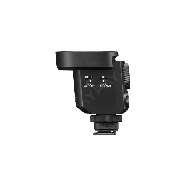 デイペイレンタル｜DAYPAY RENTALでレンタルできるSony ECM-M1 ショットガンマイクの側面（フィルター・ATTスイッチ部分）の製品画像。撮影機材レンタルに最適な機材です。