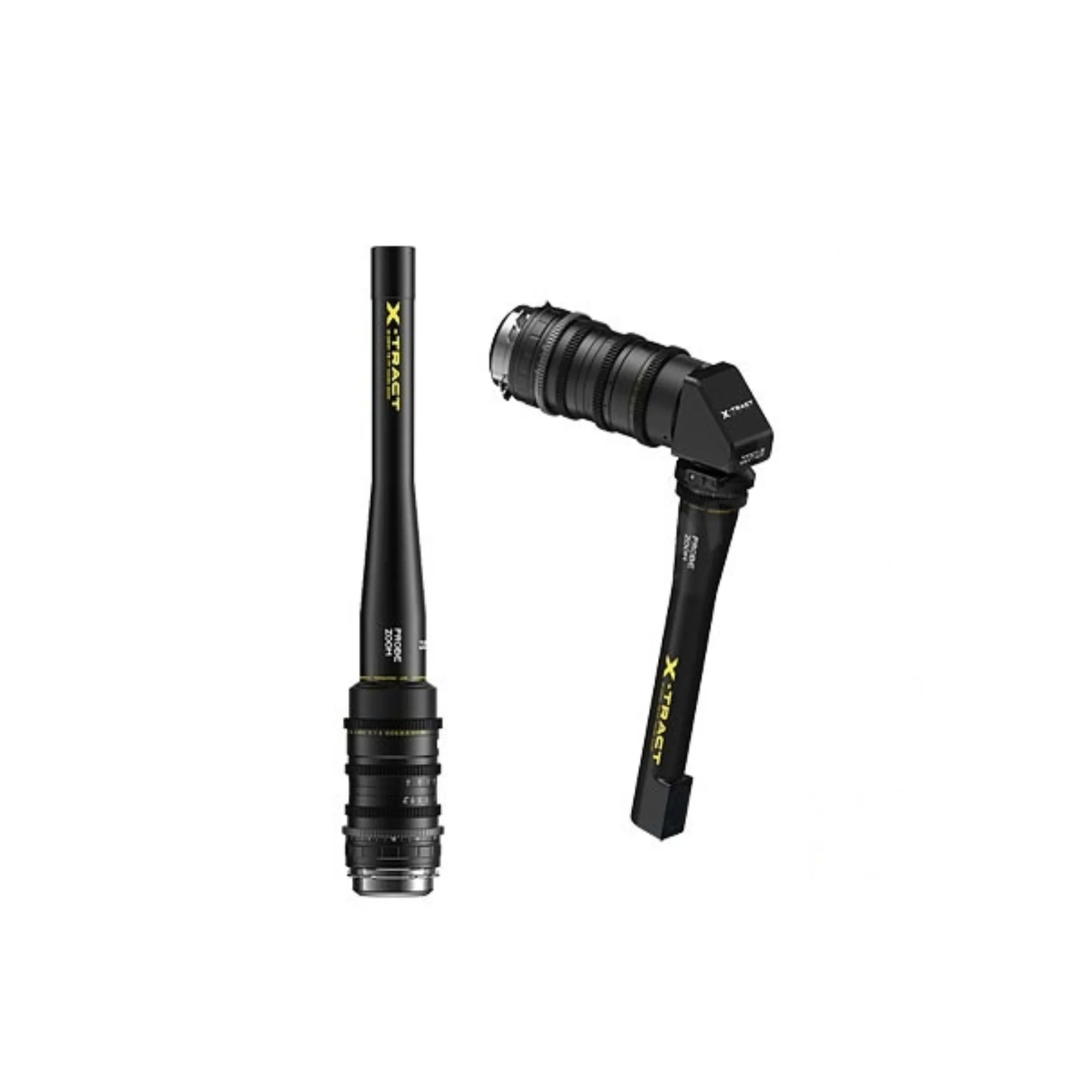 デイペイレンタル｜DAYPAY RENTALでレンタル可能なDzofilm X-Tract 18-28mm T8 Macro Lensの撮影機材レンタル商品画像。ストレート型とペリスコープ型のモジュールが並んで表示されています。