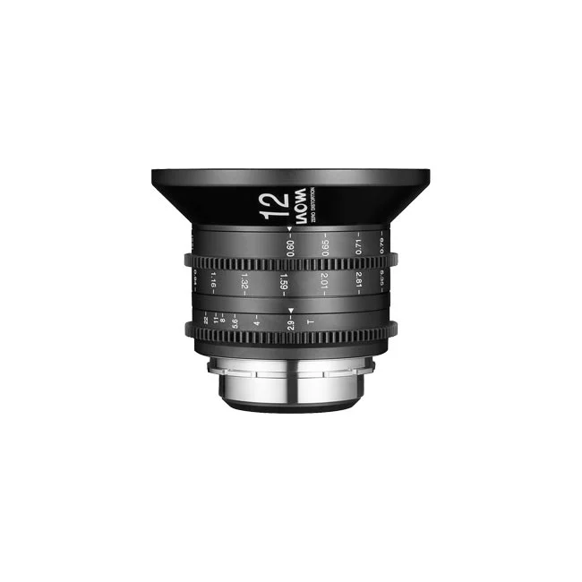 Laowa 12mm T2.9 Zero-D Cine シネレンズの外観。デイペイレンタル｜DAYPAY RENTALの撮影機材レンタルでご利用いただける単焦点レンズです。