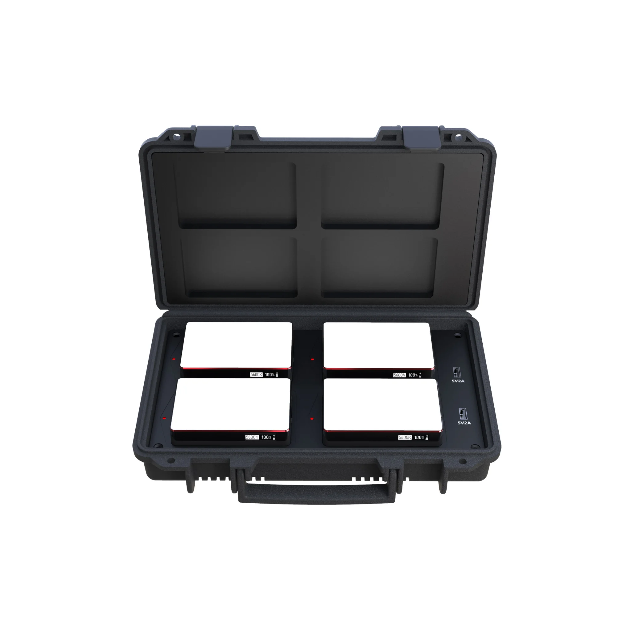 Aputure MC 4-Light Travel Kitの収納ケースと4つのLEDライト本体が収められた撮影機材レンタル商品、デイペイレンタル｜DAYPAY RENTALのトップ画像