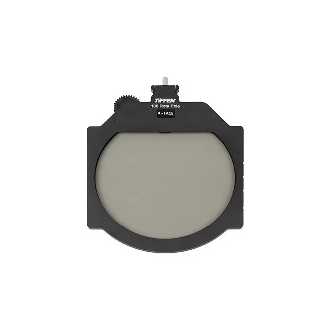 デイペイレンタル｜DAYPAY RENTALでレンタルできるTiffen Multi Rota PLフィルターの製品画像。マットボックス用のトレイに円形の偏光フィルターが収められており、上部にギヤとTIFFENのロゴが確認できます。