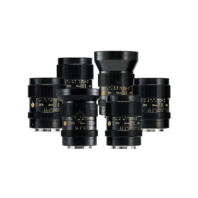 Cooke SP3 Lensの撮影機材レンタルならデイペイレンタル｜DAYPAY RENTAL。複数の単焦点シネレンズが並んだ製品全体像。