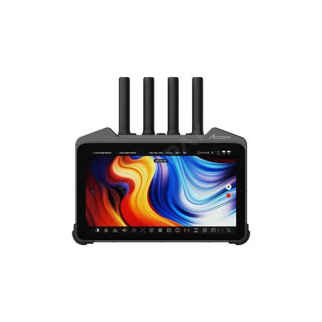 カメラレンタル・撮影機材レンタルならデイペイレンタル｜DAYPAY RENTAL。4本のアンテナと7インチ液晶モニターを備えたAccsoon CineView M7 Proトランスミッターの製品画像。
