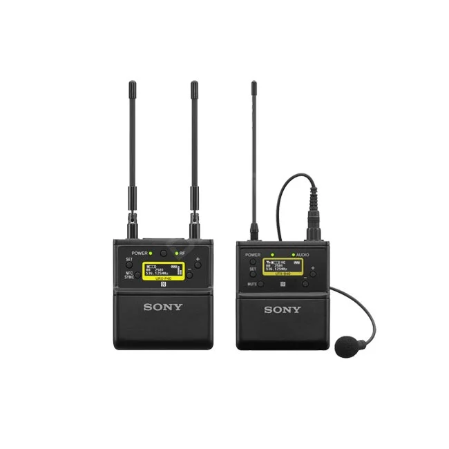 デイペイレンタル｜DAYPAY RENTALでレンタルできるSony UWP-D21 ピンマイクの撮影機材レンタル画像。受信機と送信機、ラベリアマイクのセット内容を表示。