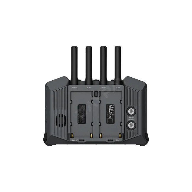 Accsoon Master 4K+M7 Pro Kit 무선 송수신기 후면, 안테나 4개와 SDI 입출력 단자