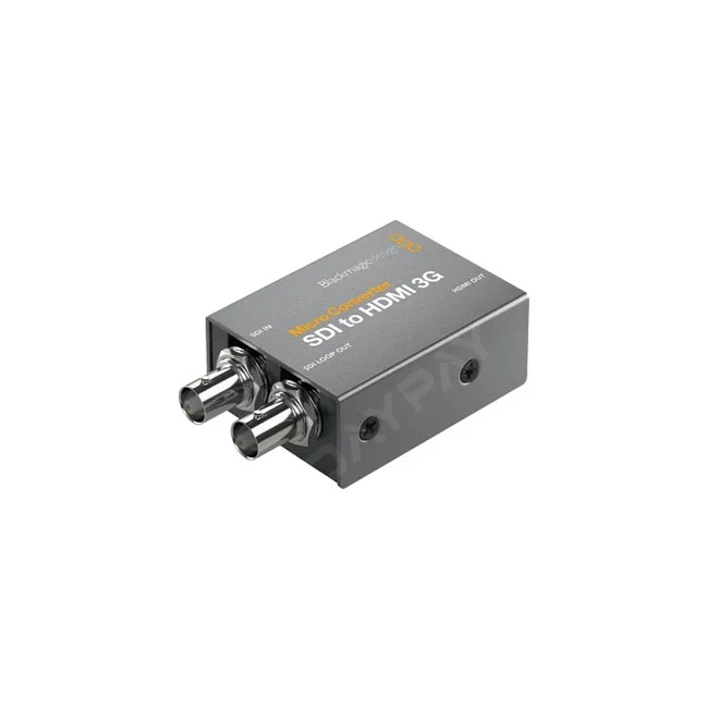Blackmagic SDI to HDMI 3G Converter 전면 SDI 단자와 상단 로고 및 텍스트