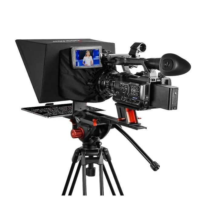 Desview TP170 Portable Teleprompter 카메라 장착 상태와 프롬프터 구성