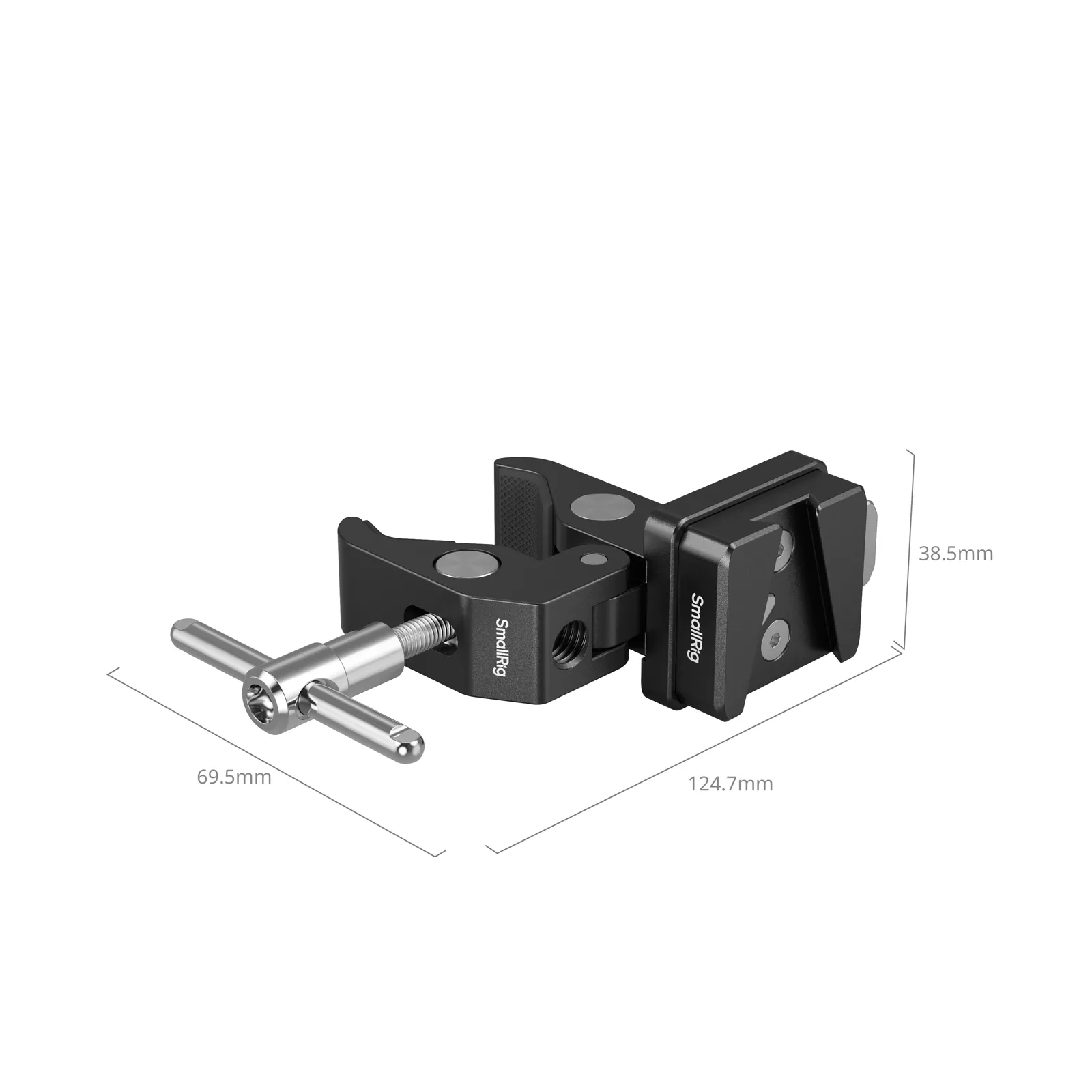 SmallRig V-Mount Crab Clamp 크기 및 치수 사양을 보여주는 상세 이미지