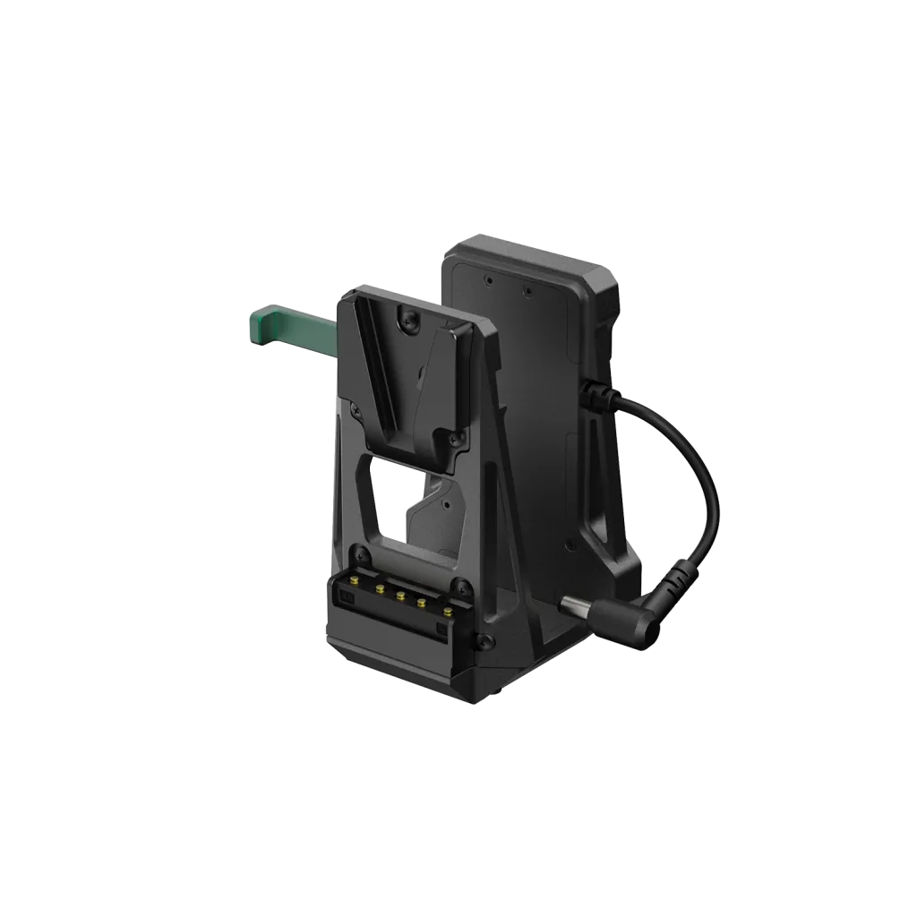 Accsoon V-Lock Adapter 전면 마운트 구조와 연결 케이블 단자