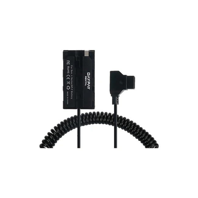 D-Tap Power Cable (Sony NP-F) 소니 NP-F 스타일 배터리 더미와 D-Tap 커넥터 및 코일 케이블