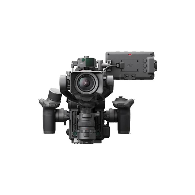 DJI Ronin 4D-8K 정면 렌즈와 짐벌, 양측 그립 및 모니터