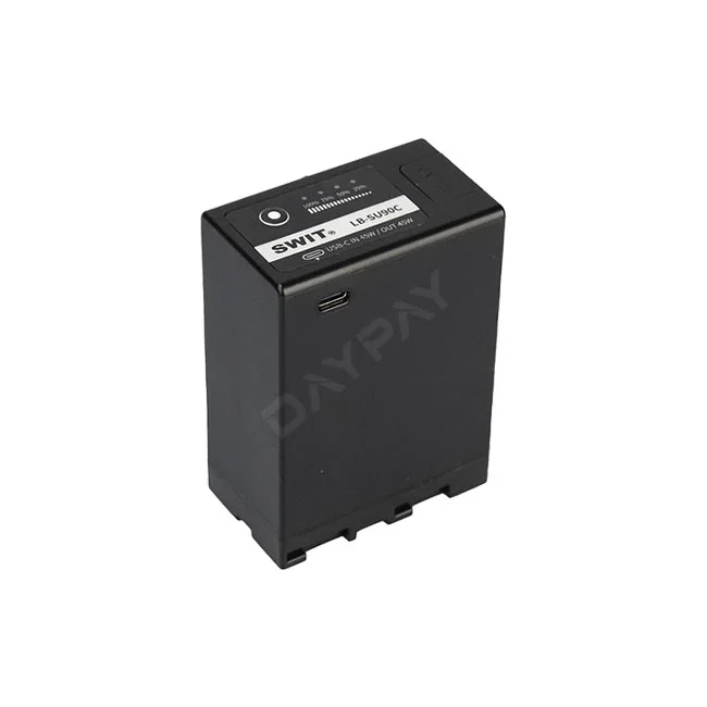 SWIT LB-SU90C 측면 USB-C 단자 및 상단 잔여 용량 표시 패널