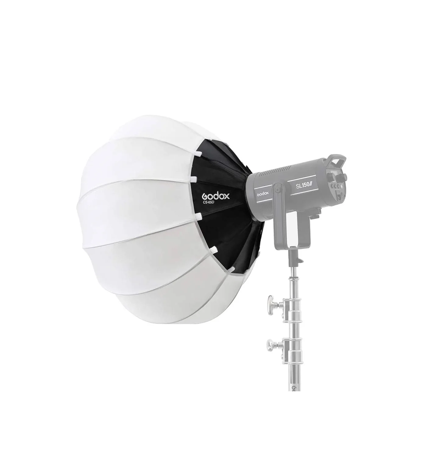 Godox CS-65D 랜턴 소프트박스와 조명 장비 장착 모습