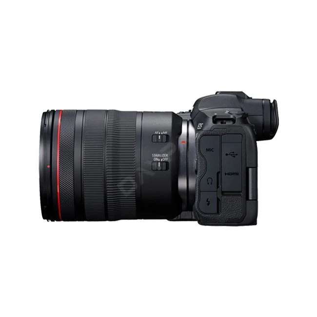Canon EOS R5 좌측 단자와 렌즈 측면 조작부