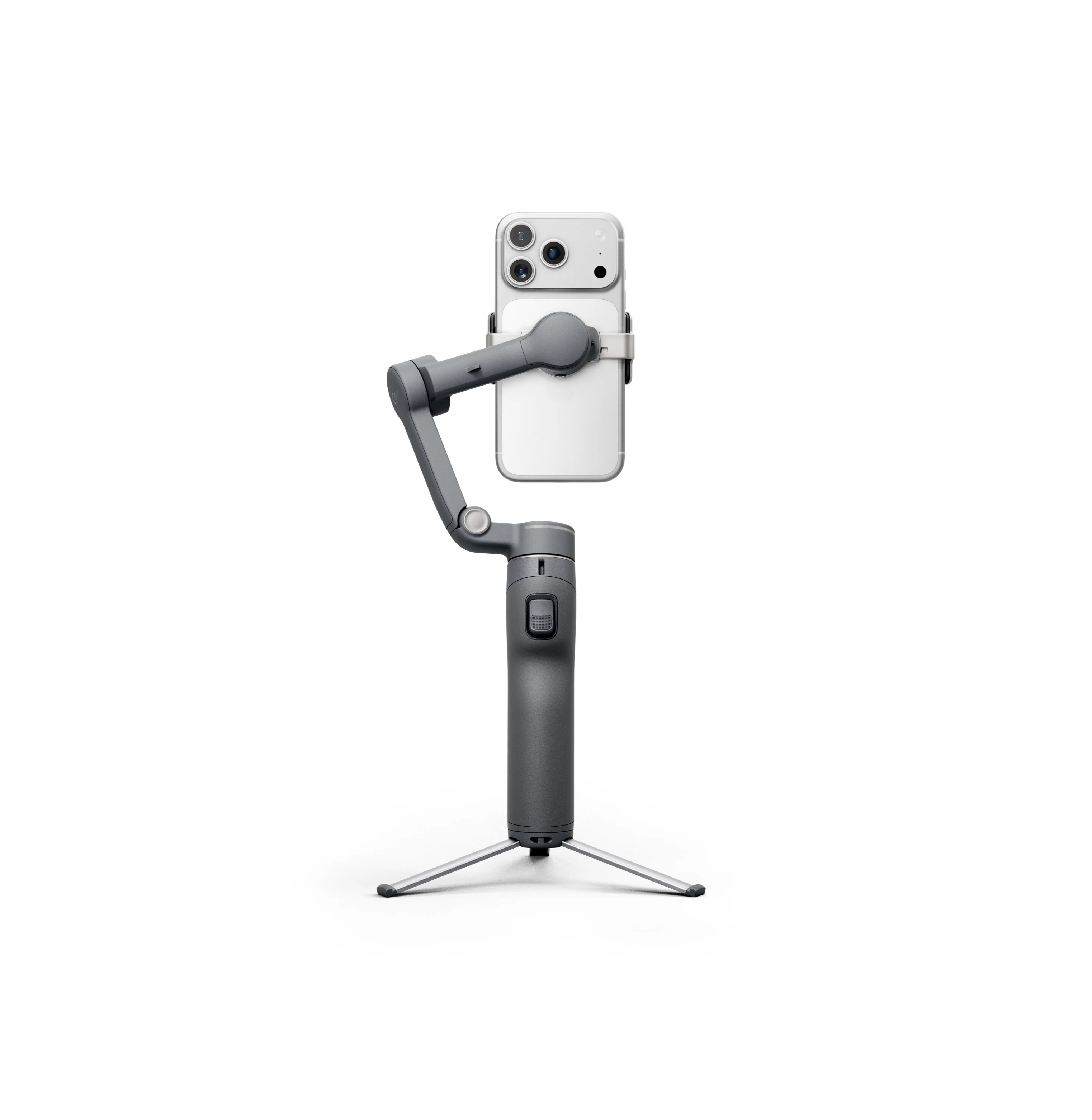 DJI Osmo Mobile 8P 스탠더드 콤보 스마트폰 장착 상태와 펼친 미니 삼각대
