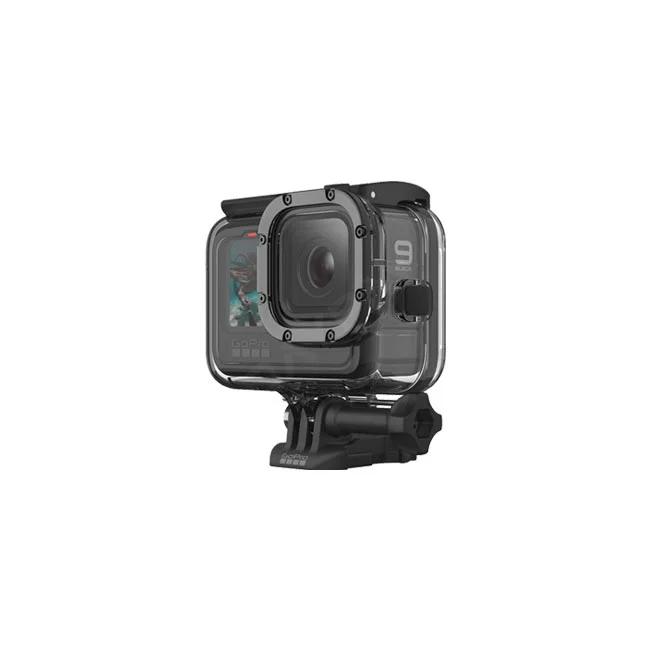 GoPro Protective Housing 전면과 마운트 장착 상태