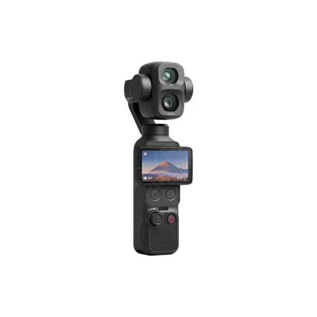 DJI Osmo Pocket 4P 브이로그 콤보의 전면 화면과 짐벌 카메라