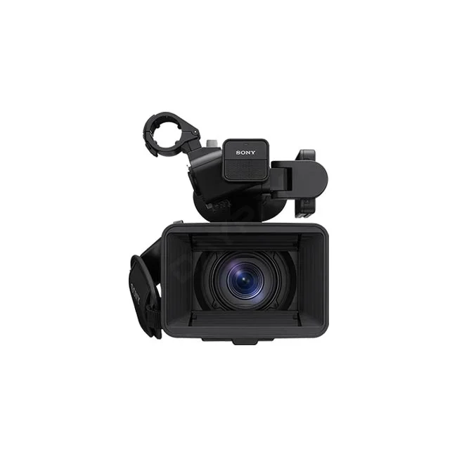 Sony PXW-Z200 전면 렌즈와 후드, 상단 핸들 및 마이크 마운트