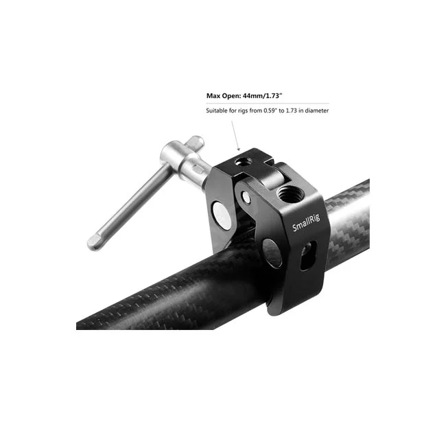 SmallRig MINI SUPER CLAMP (SR0735) 로드 장착 상태 및 클램프 조작부