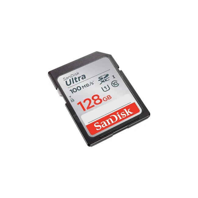 SanDisk Ultra UHS-I SDXC 128GB SD 카드 전면 라벨과 128GB 용량 표기
