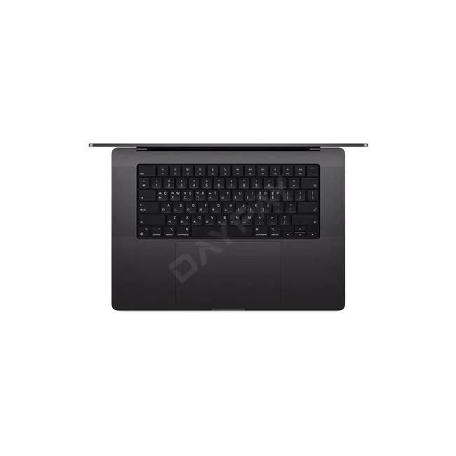 Apple MacBook Pro 16 상단에서 본 키보드와 트랙패드