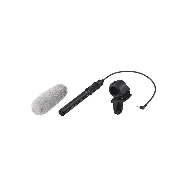 Sony ECM-CG60 마이크 본체, 윈드스크린 및 쇼크마운트 구성품 전체 모습